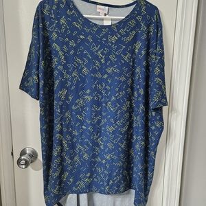 LuLaRoe Blue and Yellow Short Sleeve Tunic Top